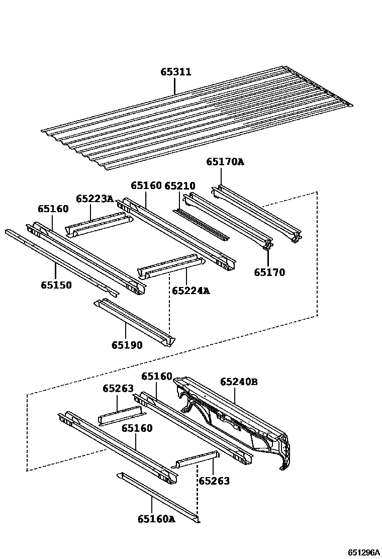 Toyota HILUX 后车身地板和翼子板 EPC diagram — 651296A