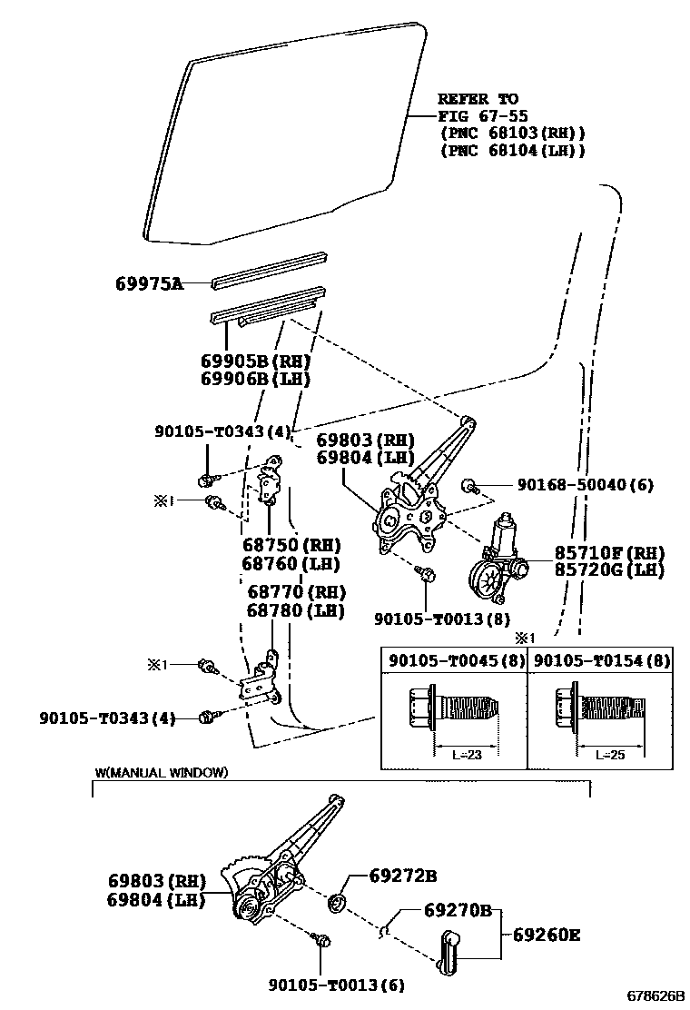 Toyota HILUX 后门车窗升降器和合页 EPC diagram — 678626B