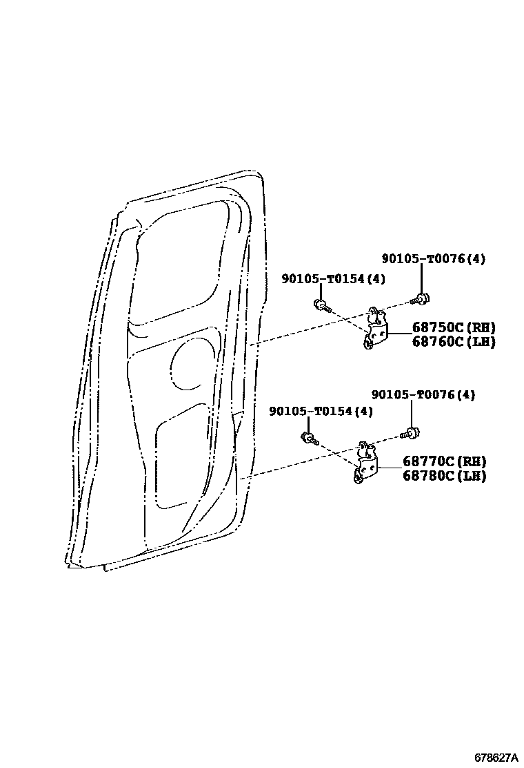 Toyota HILUX 后门车窗升降器和合页 EPC diagram — 678627A
