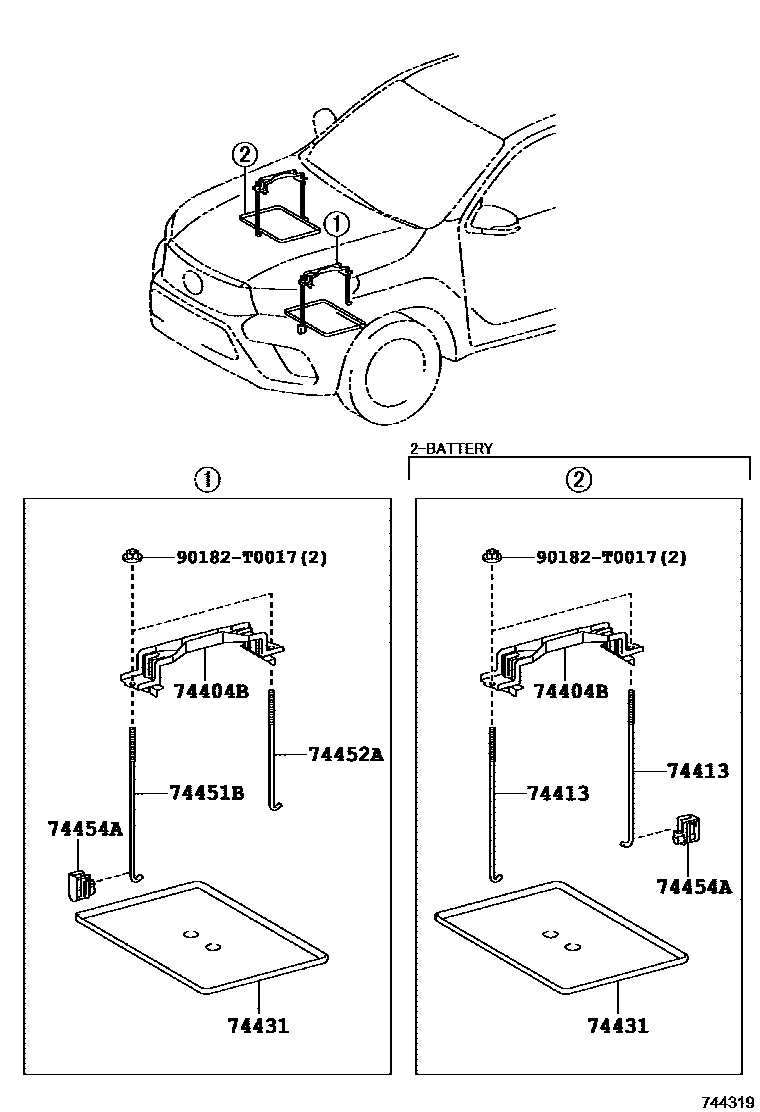 Toyota HILUX battery holder EPC diagram — 744319