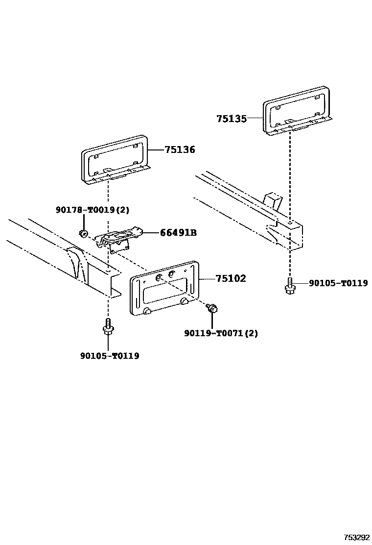 Toyota HILUX 工具箱和牌照支架 EPC diagram — 753292