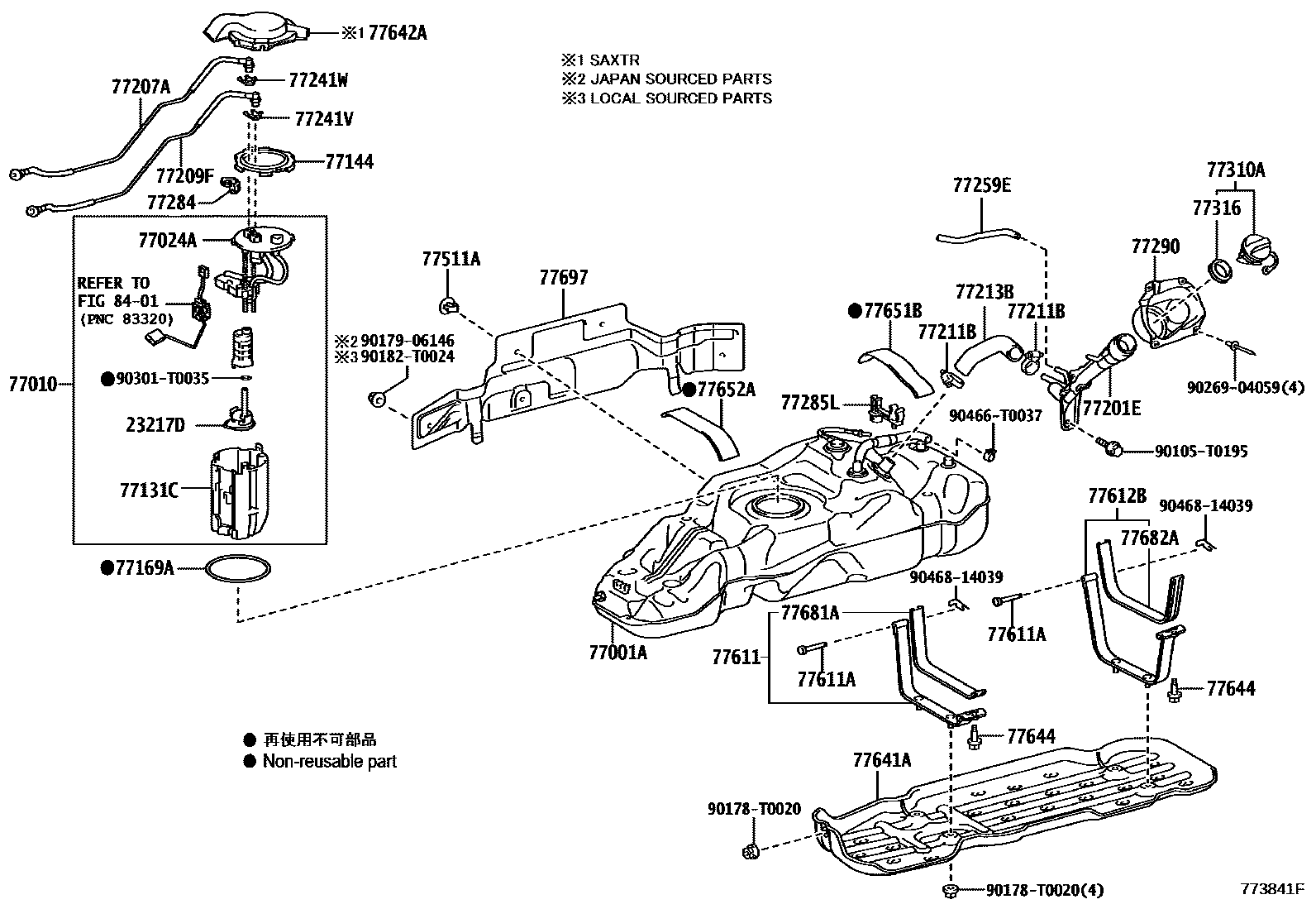 Toyota HILUX 燃油箱和燃油管 EPC diagram — 773841F