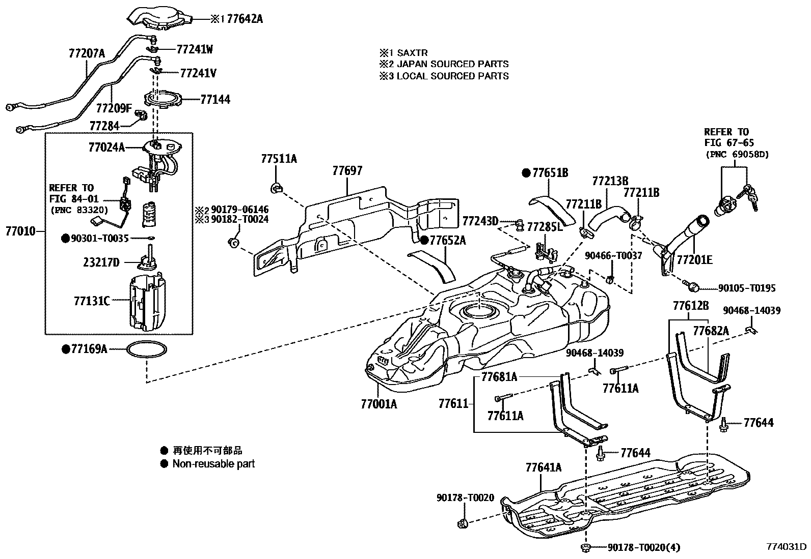 Toyota HILUX 燃油箱和燃油管 EPC diagram — 774031D