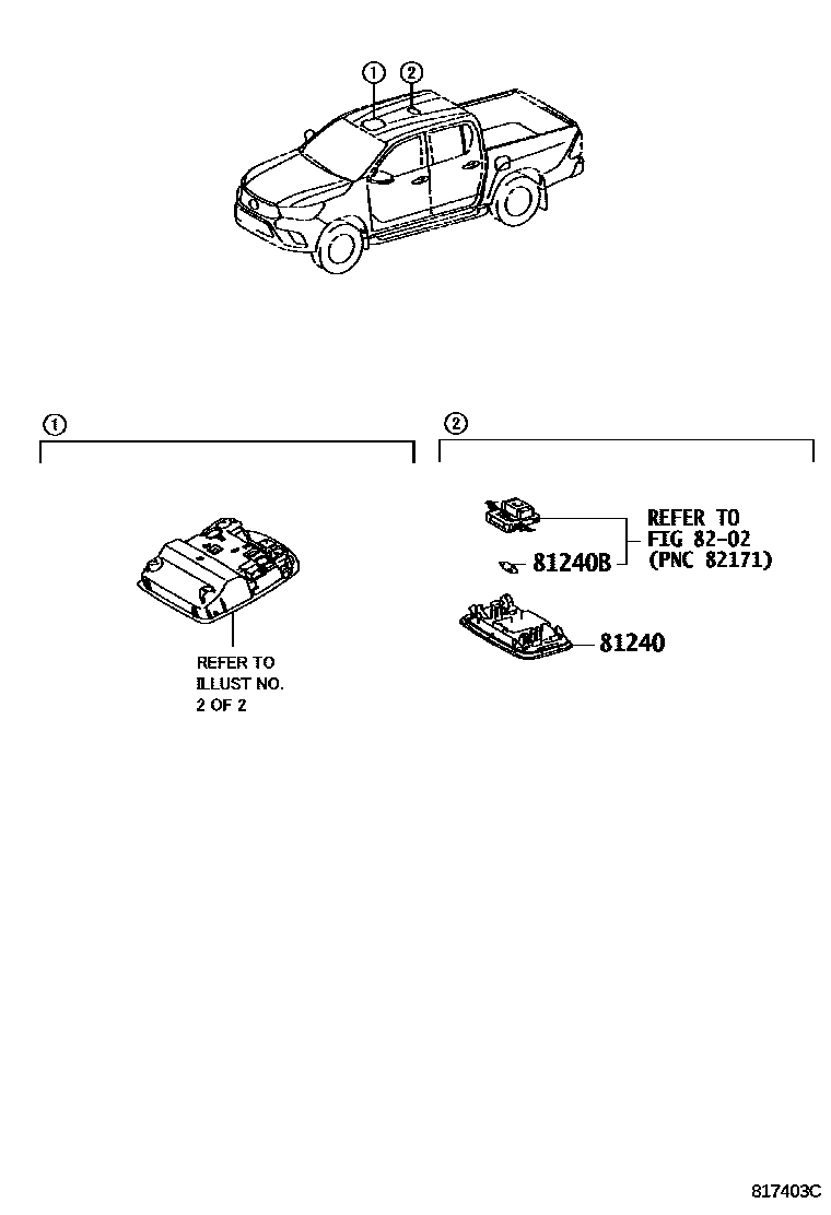Toyota HILUX 车内灯 EPC diagram — 817403C