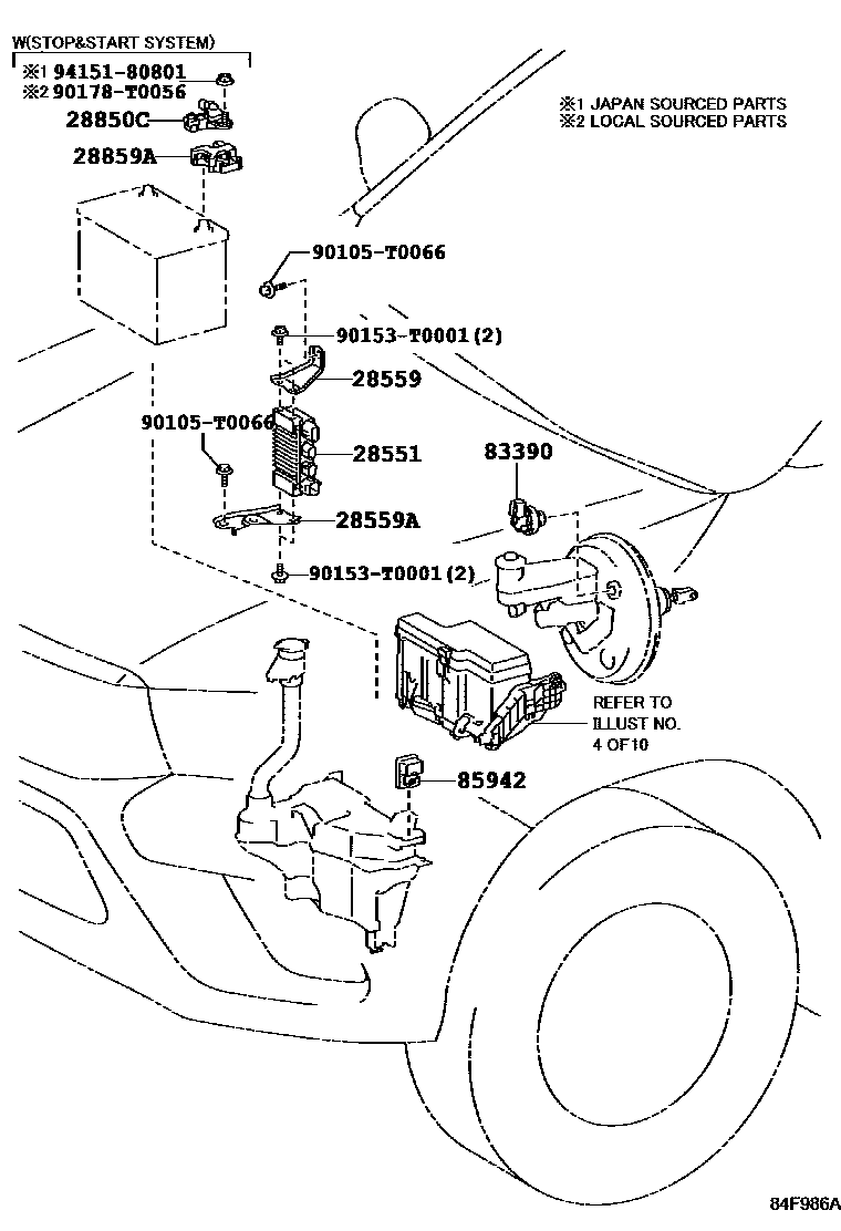 Toyota HILUX 开关和继电器和ECU EPC diagram — 84F986A
