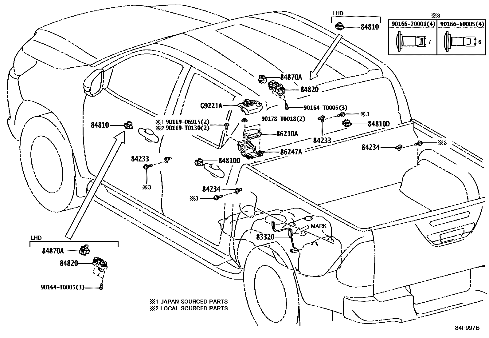 Toyota HILUX 开关和继电器和ECU EPC diagram — 84F997B