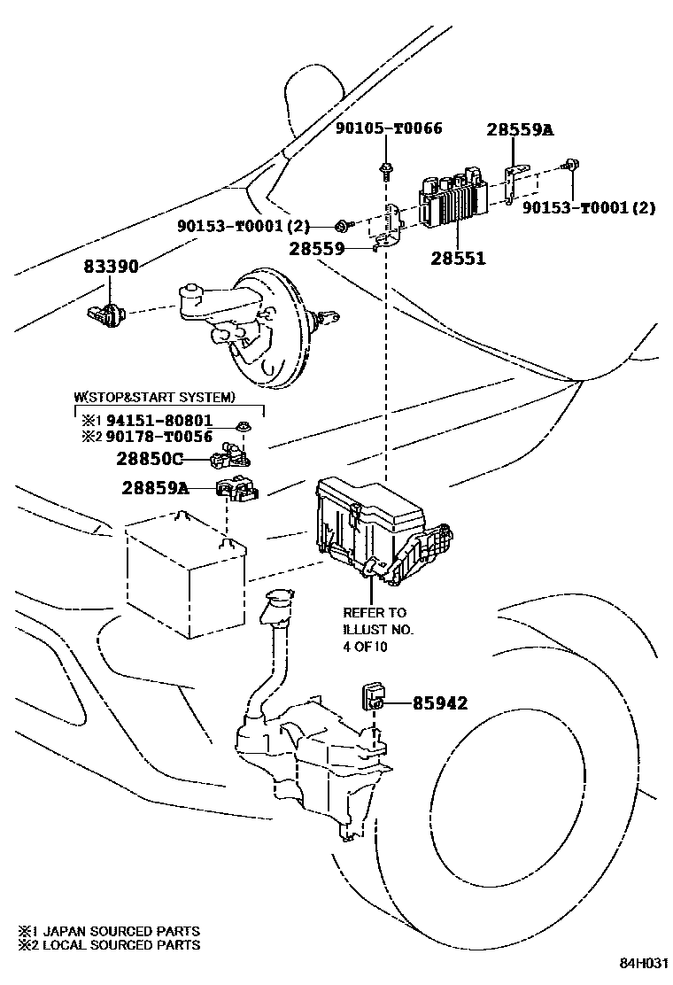 Toyota HILUX 开关和继电器和ECU EPC diagram — 84H031