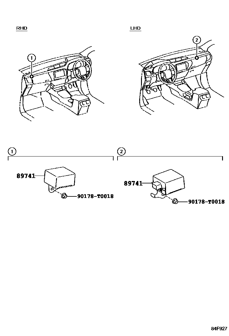 Toyota HILUX 遥控门锁 EPC diagram — 84F927