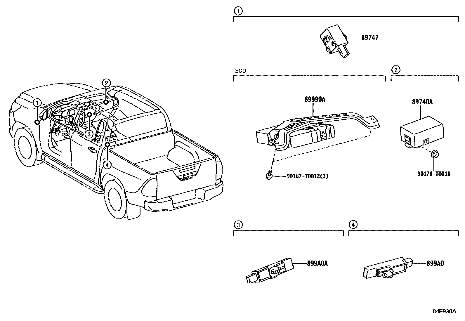 Toyota HILUX 遥控门锁 EPC diagram — 84F930A