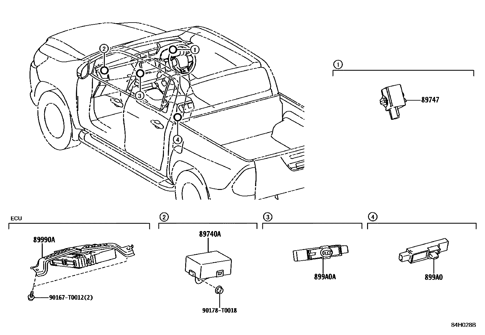 Toyota HILUX 遥控门锁 EPC diagram — 84H028B