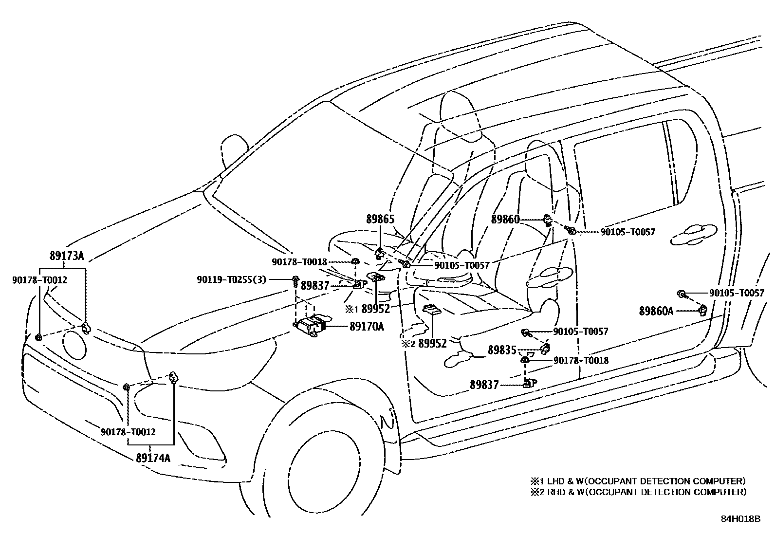Toyota HILUX 空气囊 EPC diagram — 84H018B