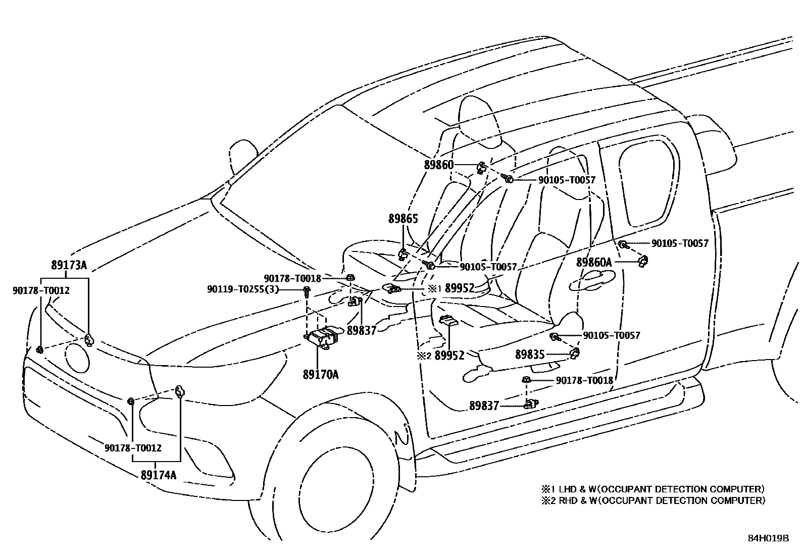 Toyota HILUX 空气囊 EPC diagram — 84H019B