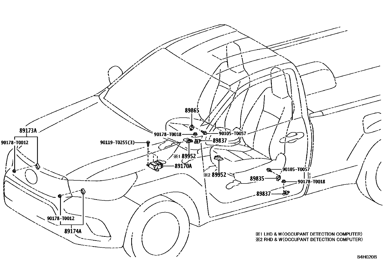 Toyota HILUX 空气囊 EPC diagram — 84H020B