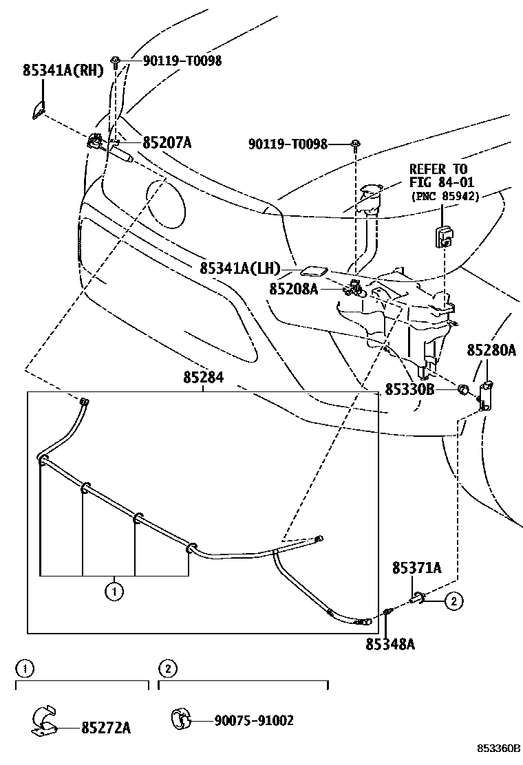 Toyota HILUX 前大灯清洗器 EPC diagram — 853360B