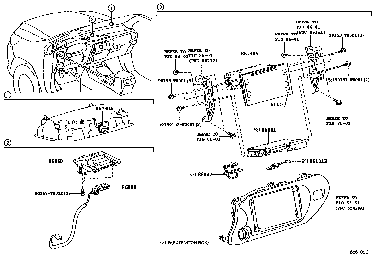 Toyota HILUX 导航和前监视器显示屏 EPC diagram — 866109C