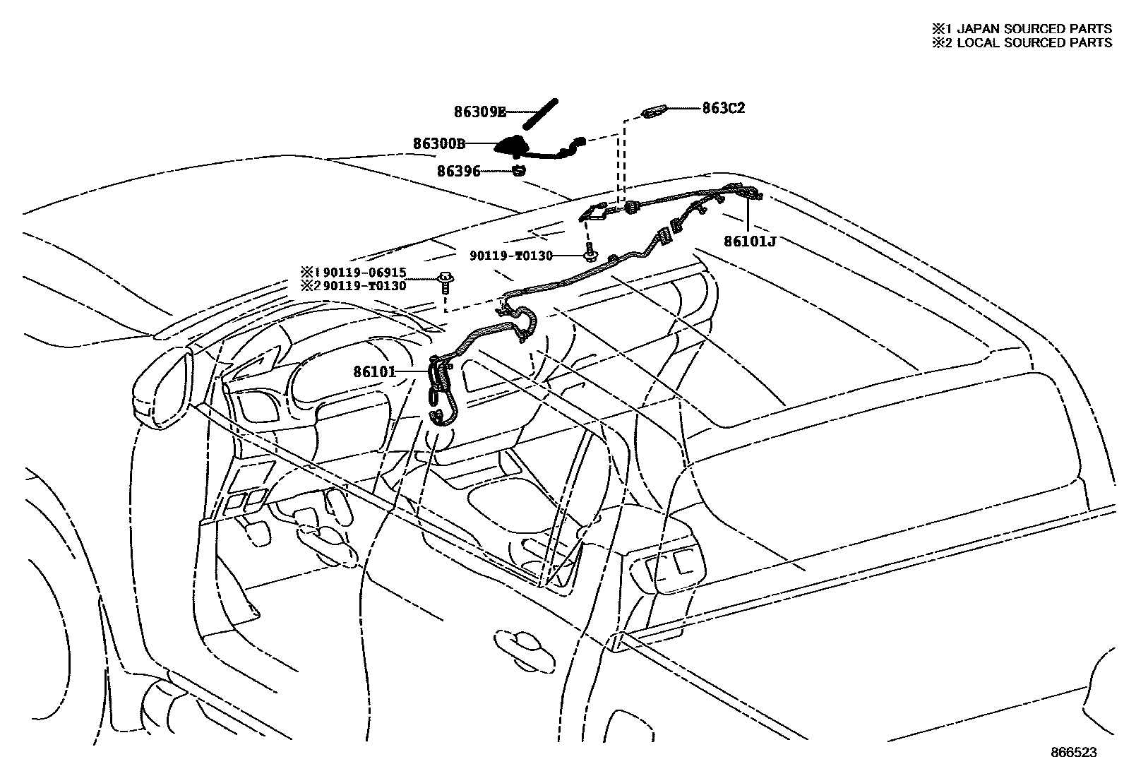 Toyota HILUX antenna EPC diagram — 866523