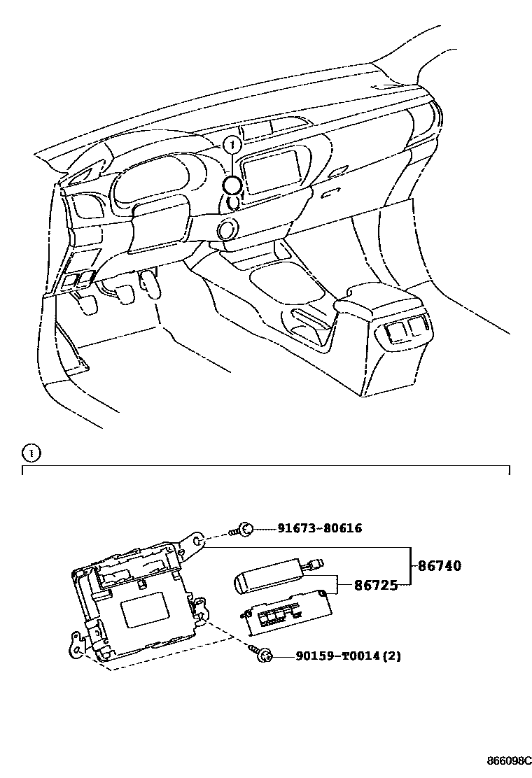 Toyota HILUX 车载电话和呼救装置 EPC diagram — 866098C