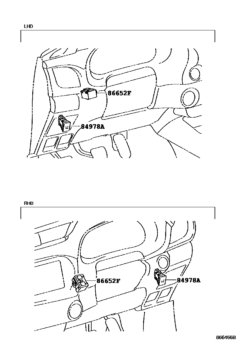Toyota HILUX 预碰撞安全系统 EPC diagram — 866466B