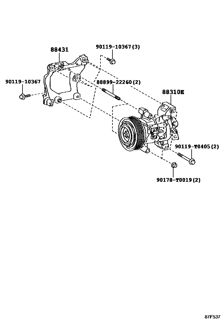 Toyota HILUX Heating & Air Conditioning - Compressor EPC diagram — 87F537