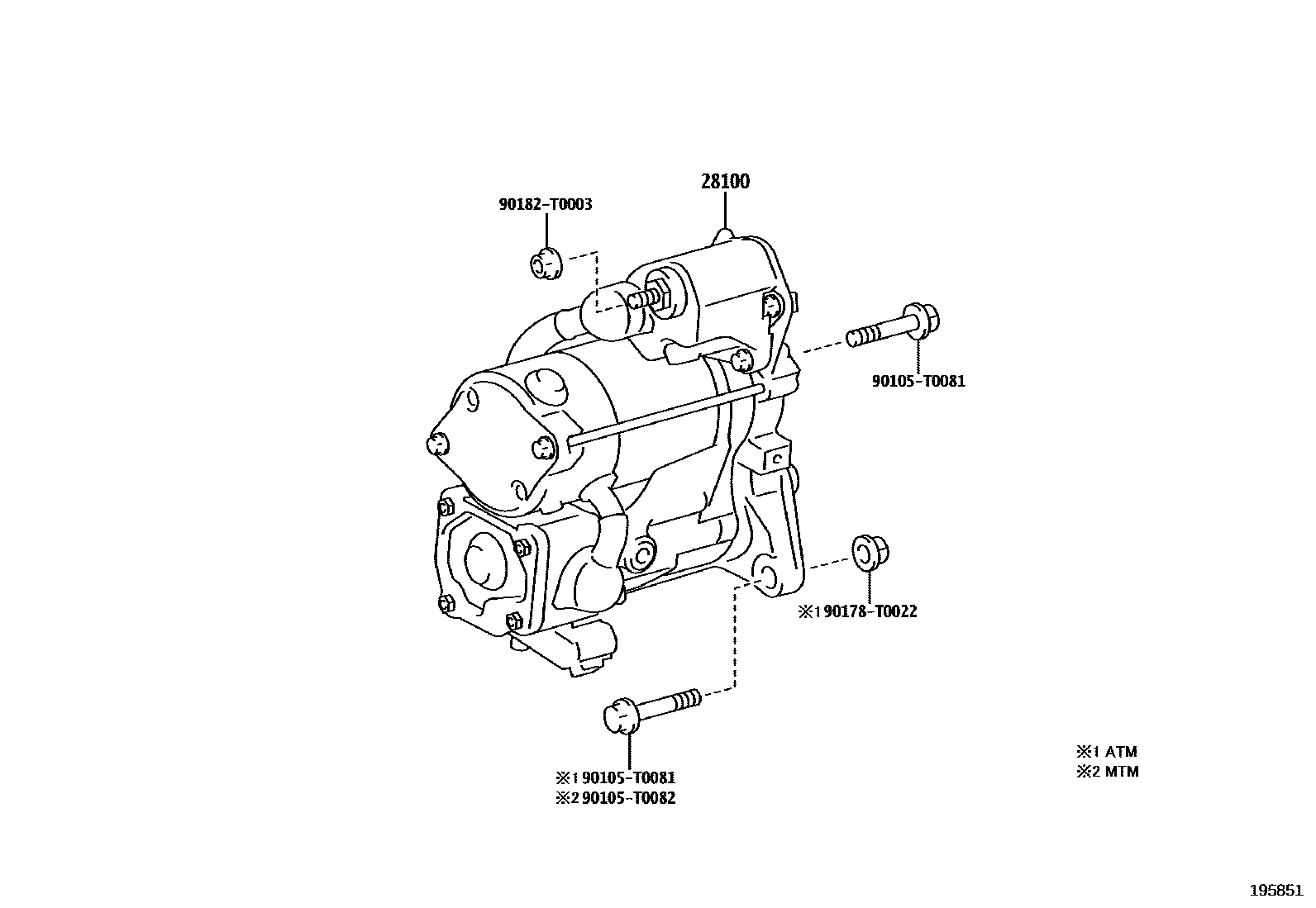 Toyota HILUX 起动机 EPC diagram — 195851
