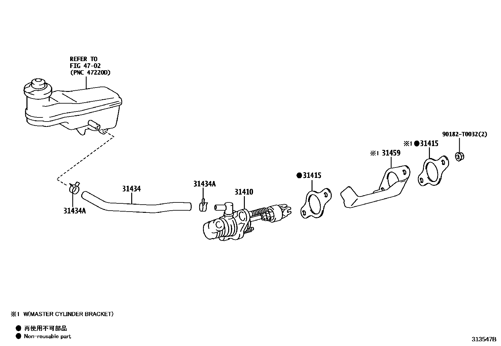 Toyota HILUX 离合器总泵 EPC diagram — 313547B