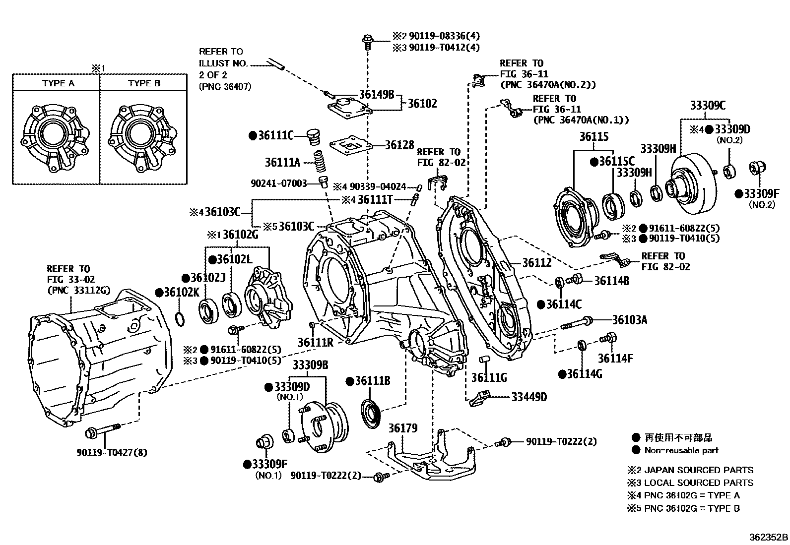 Toyota HILUX Transfer Case & Extension Housing EPC diagram — 362352B