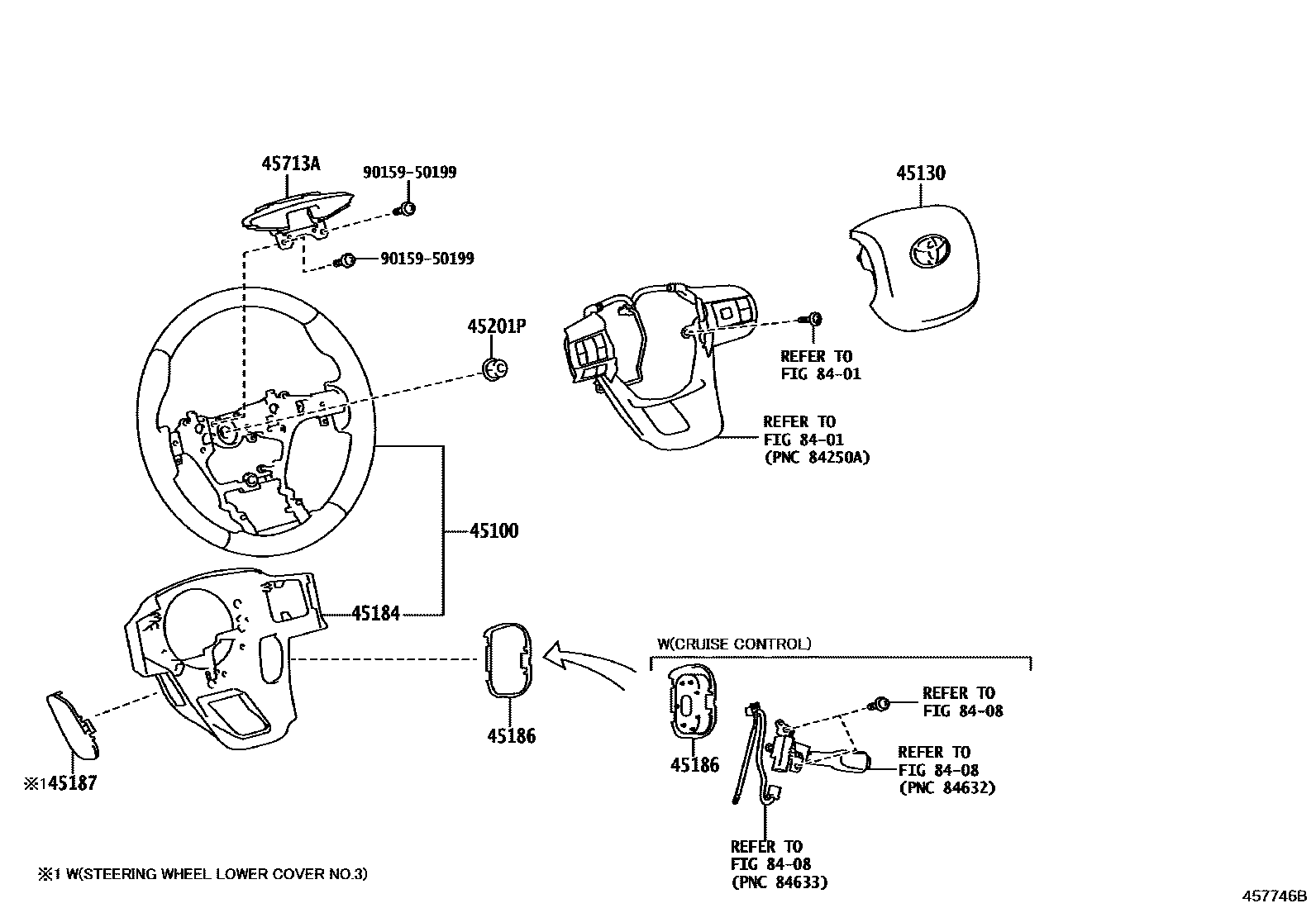 Toyota HILUX Steering Wheel EPC diagram — 457746B