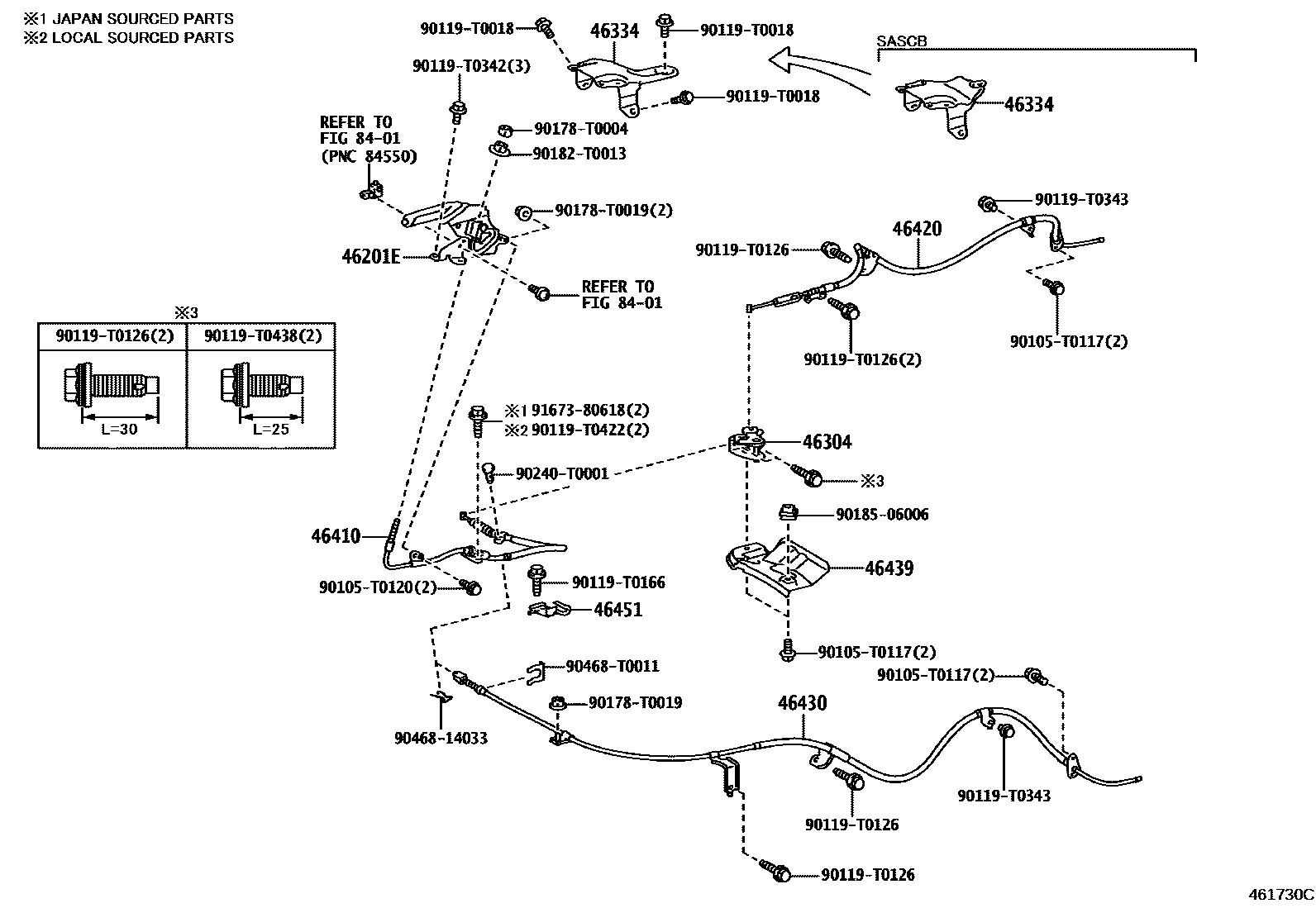 Toyota HILUX Parking Brake & Cable EPC diagram — 461730C