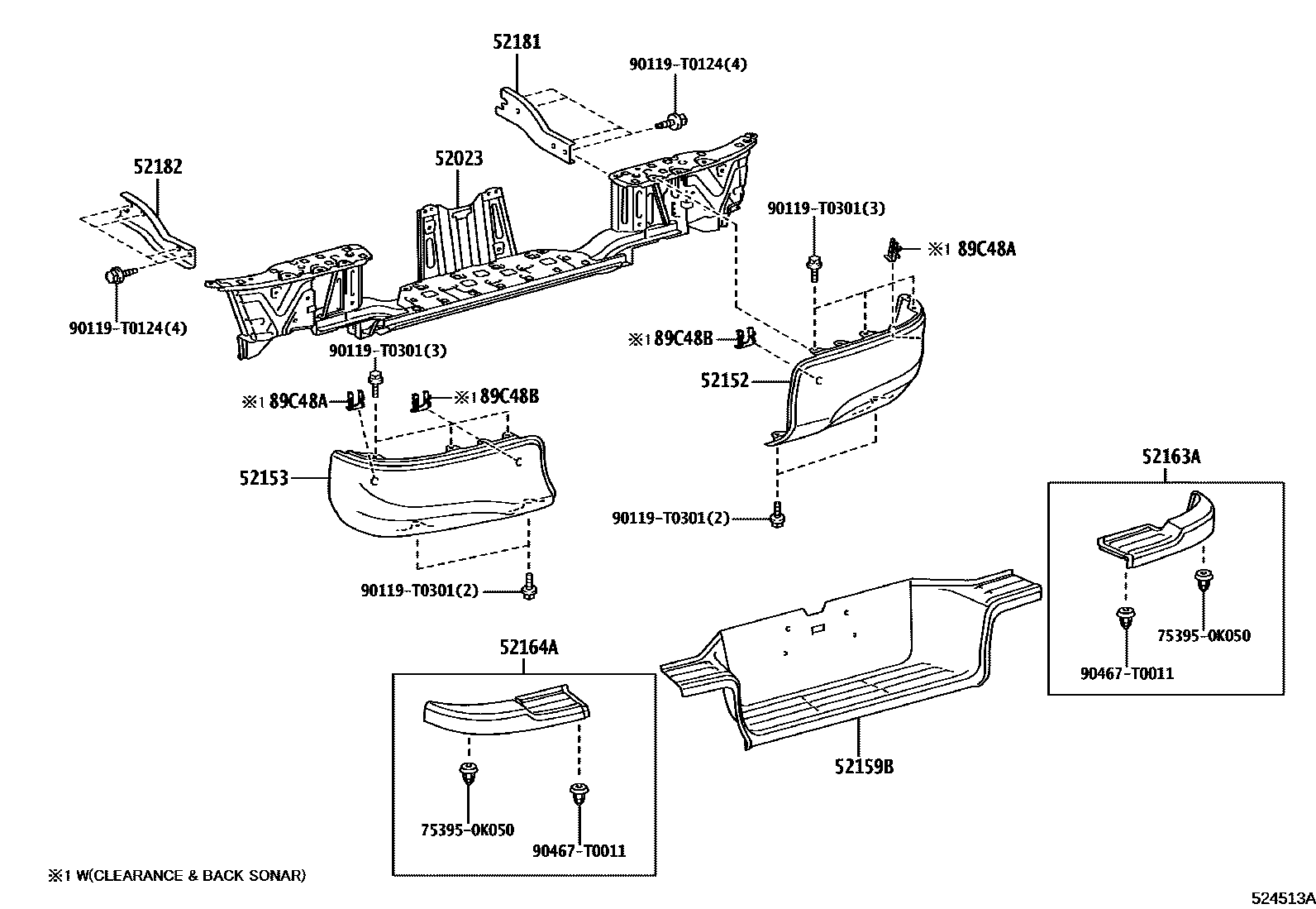 Toyota HILUX 后保险杠及附件 EPC diagram — 524513A