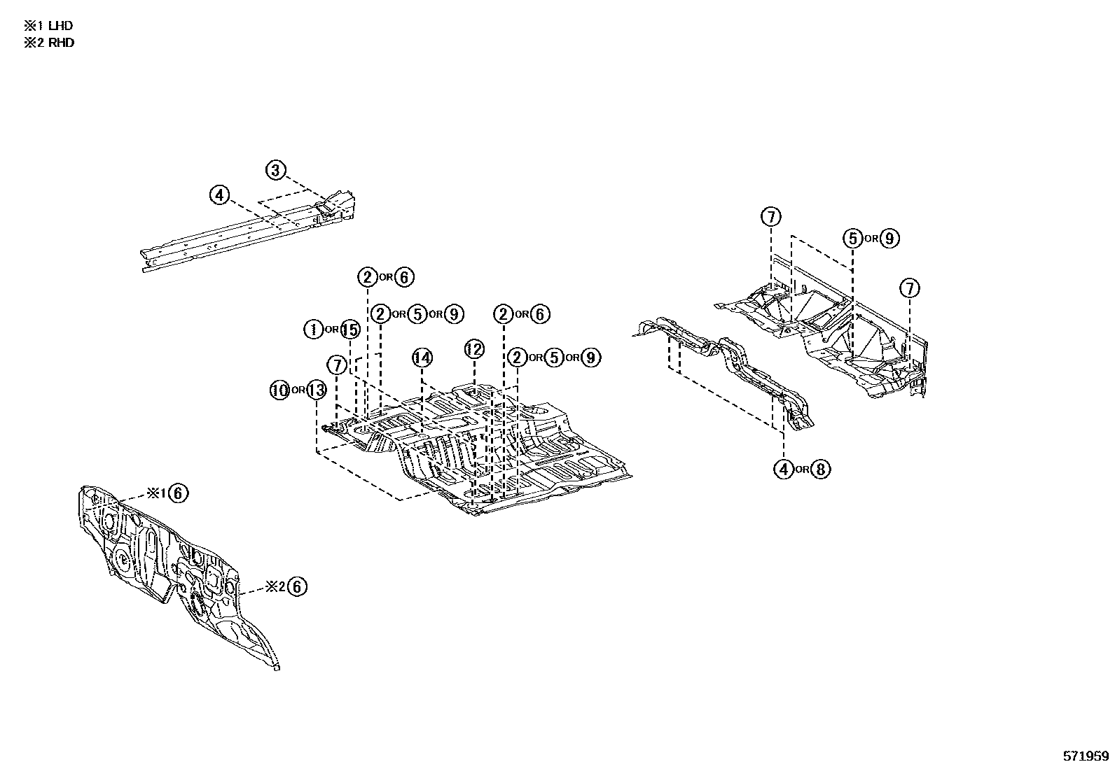 Toyota HILUX hole plug EPC diagram — 571959