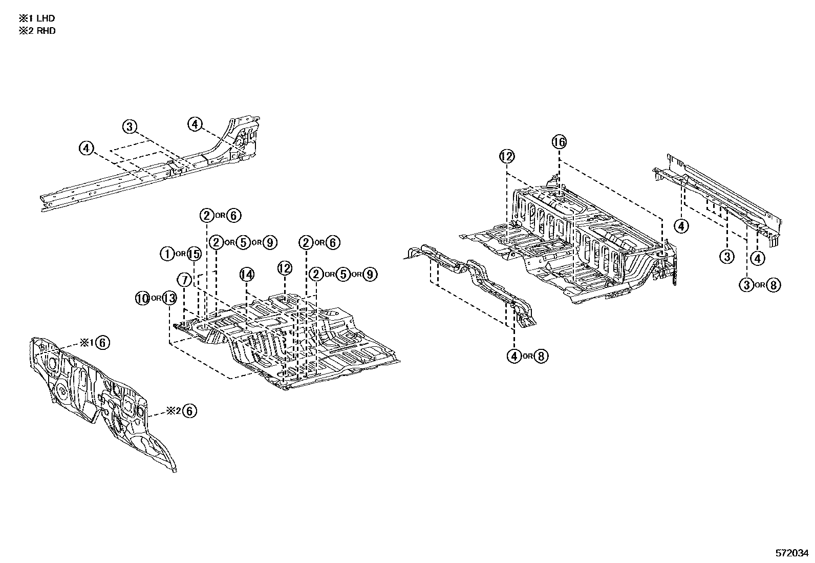 Toyota HILUX hole plug EPC diagram — 572034