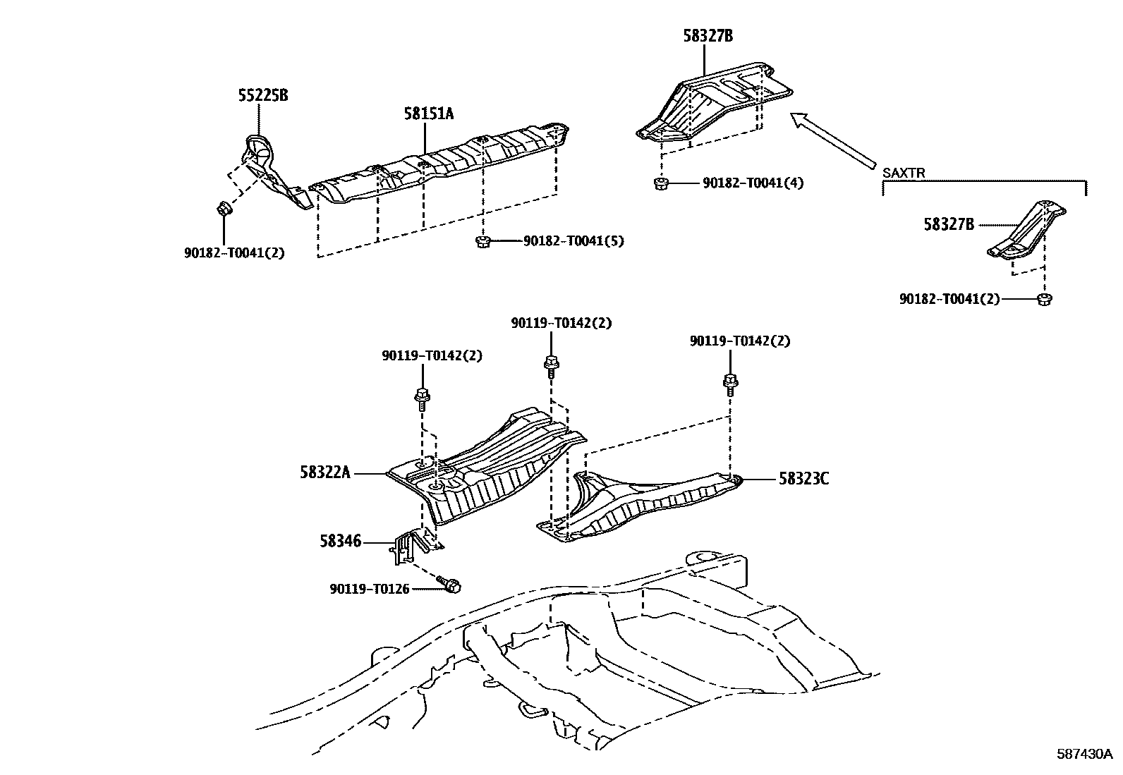 Toyota HILUX 地板隔热垫 EPC diagram — 587430A