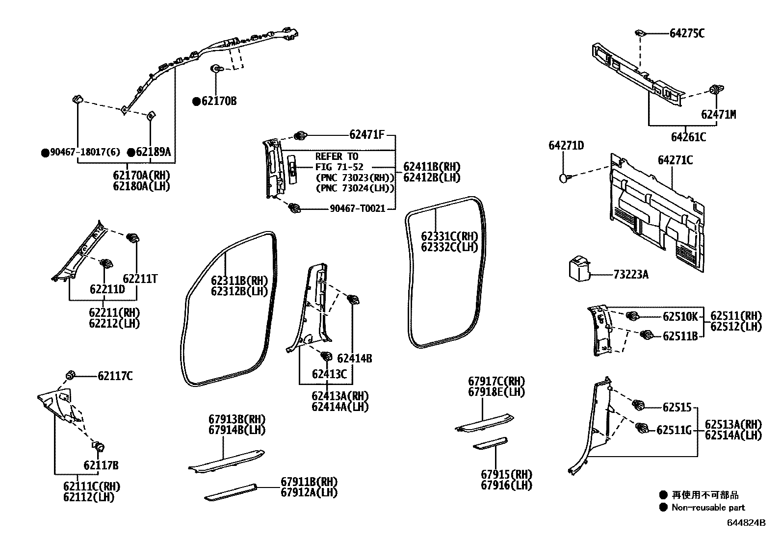 Toyota HILUX 车内装饰板 EPC diagram — 644824B