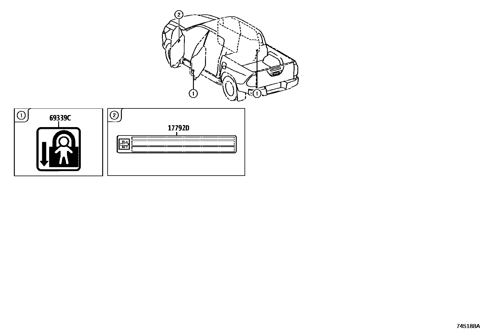 Toyota HILUX warning nameplate EPC diagram — 745188A