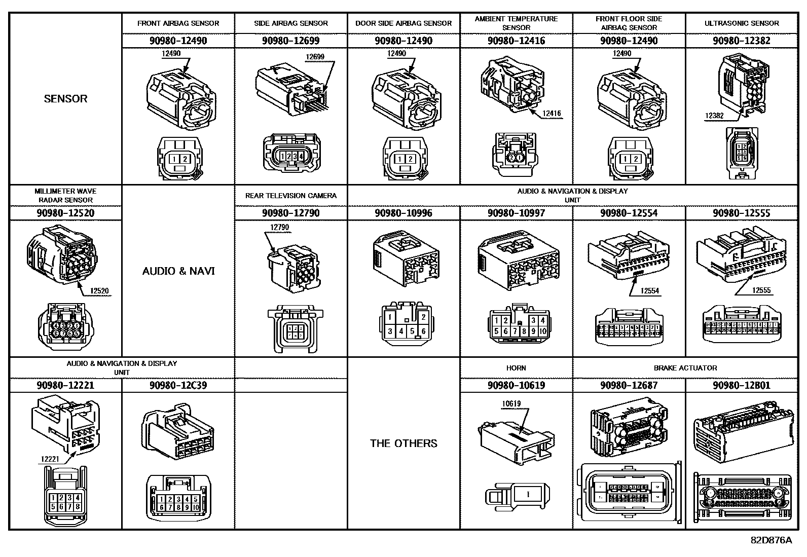 Toyota HILUX 线束和卡夹 EPC diagram — 82D876A