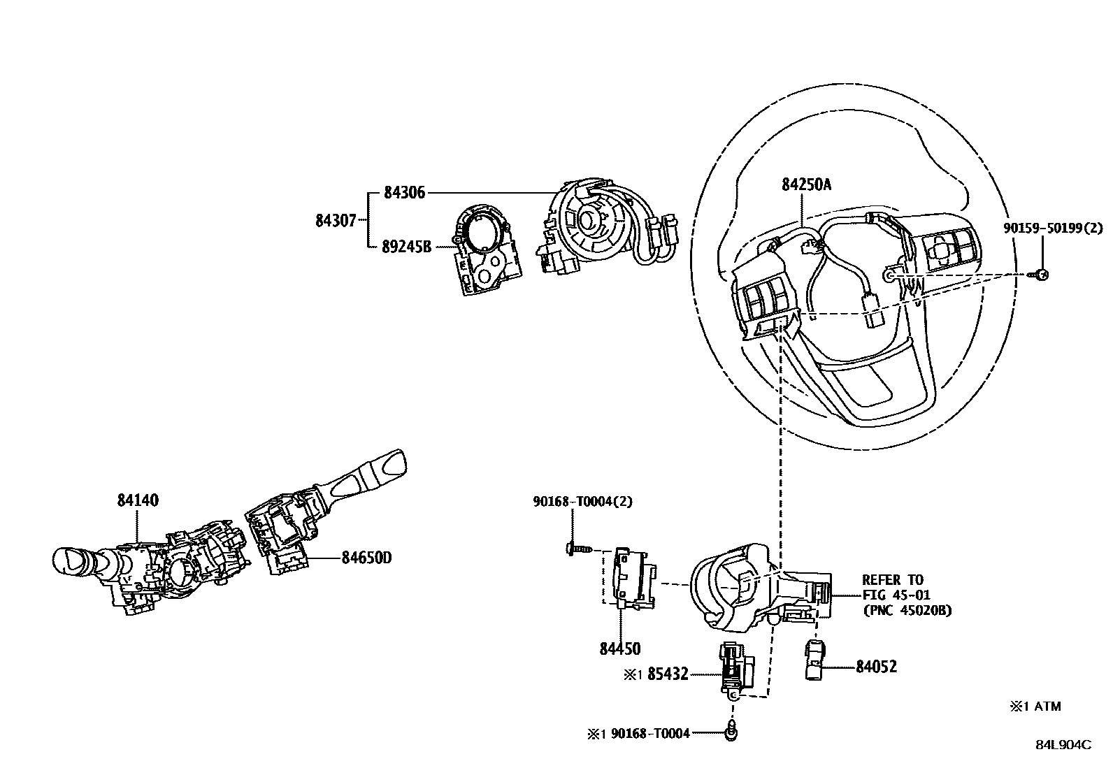 Toyota HILUX 开关和继电器和ECU EPC diagram — 84L904C