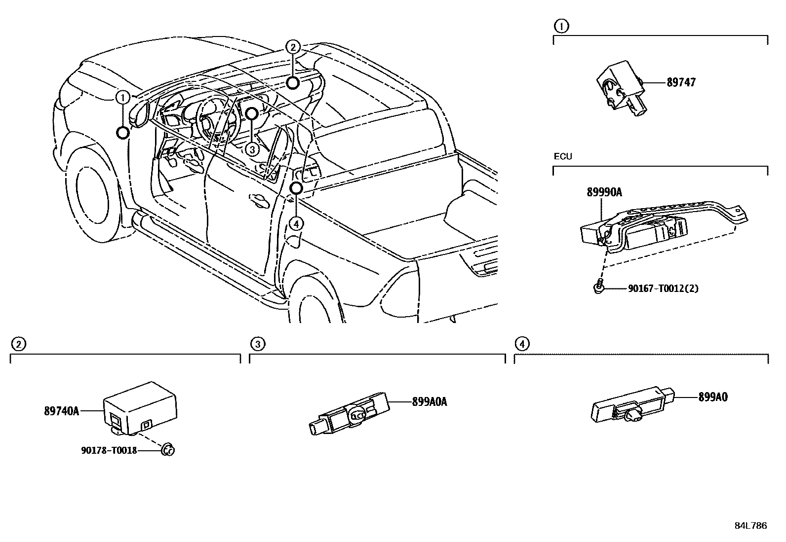Toyota HILUX 遥控门锁 EPC diagram — 84L786