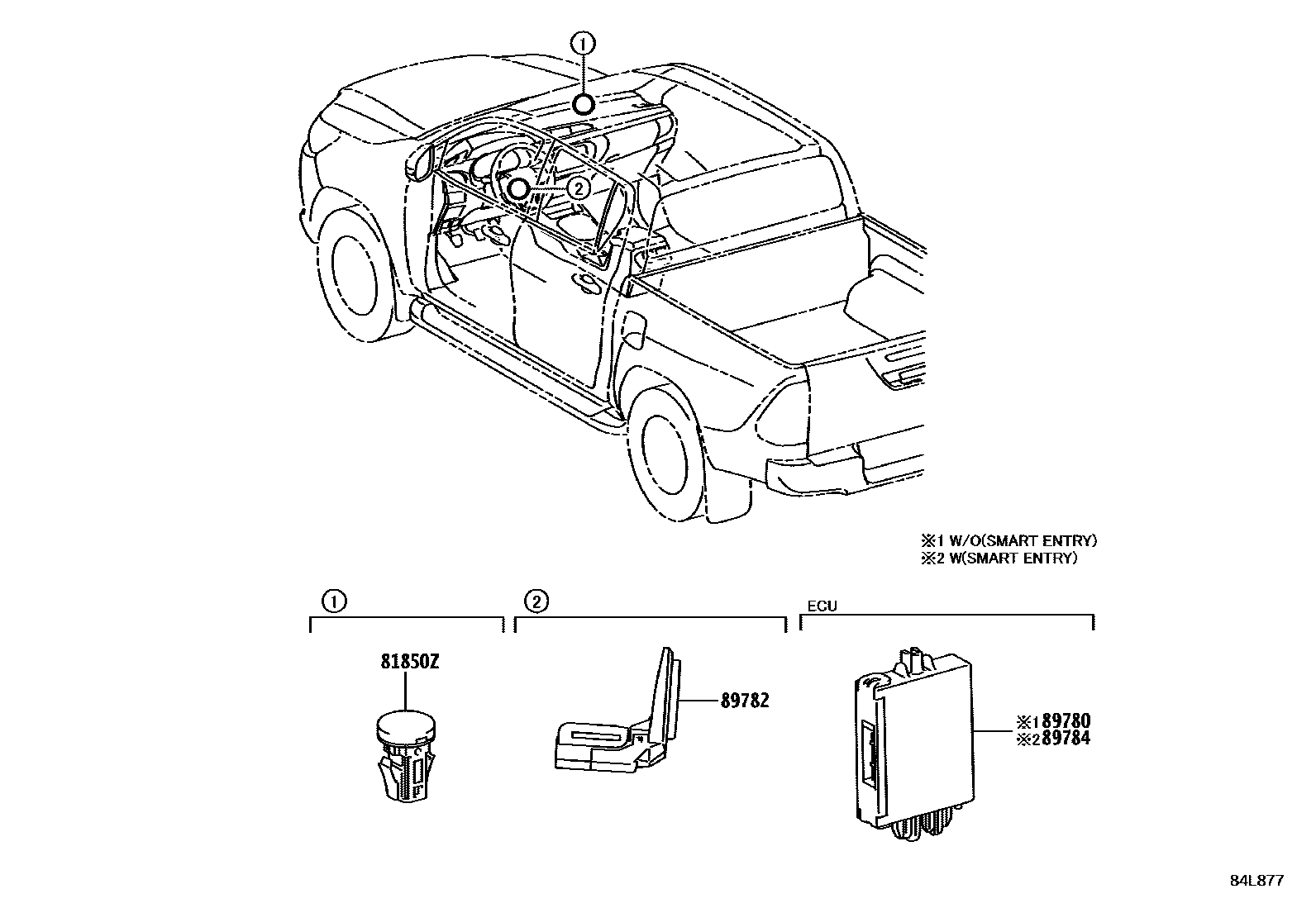Toyota HILUX 防盗装置 EPC diagram — 84L877