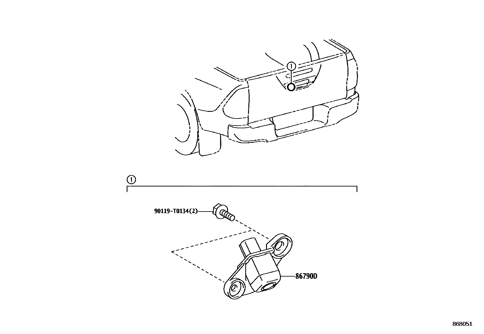 Toyota HILUX 倒车影像和摄像头 EPC diagram — 868051