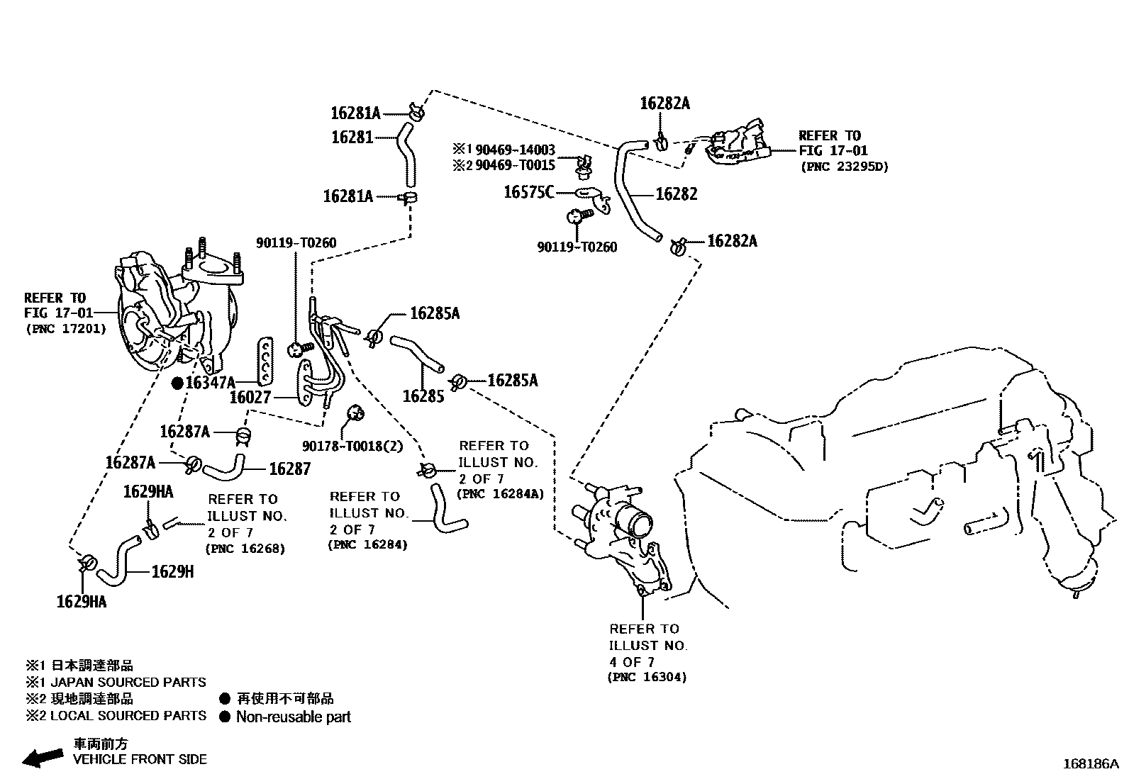 Toyota HILUX RADIATOR & WATER OUTLET EPC diagram — 168186A