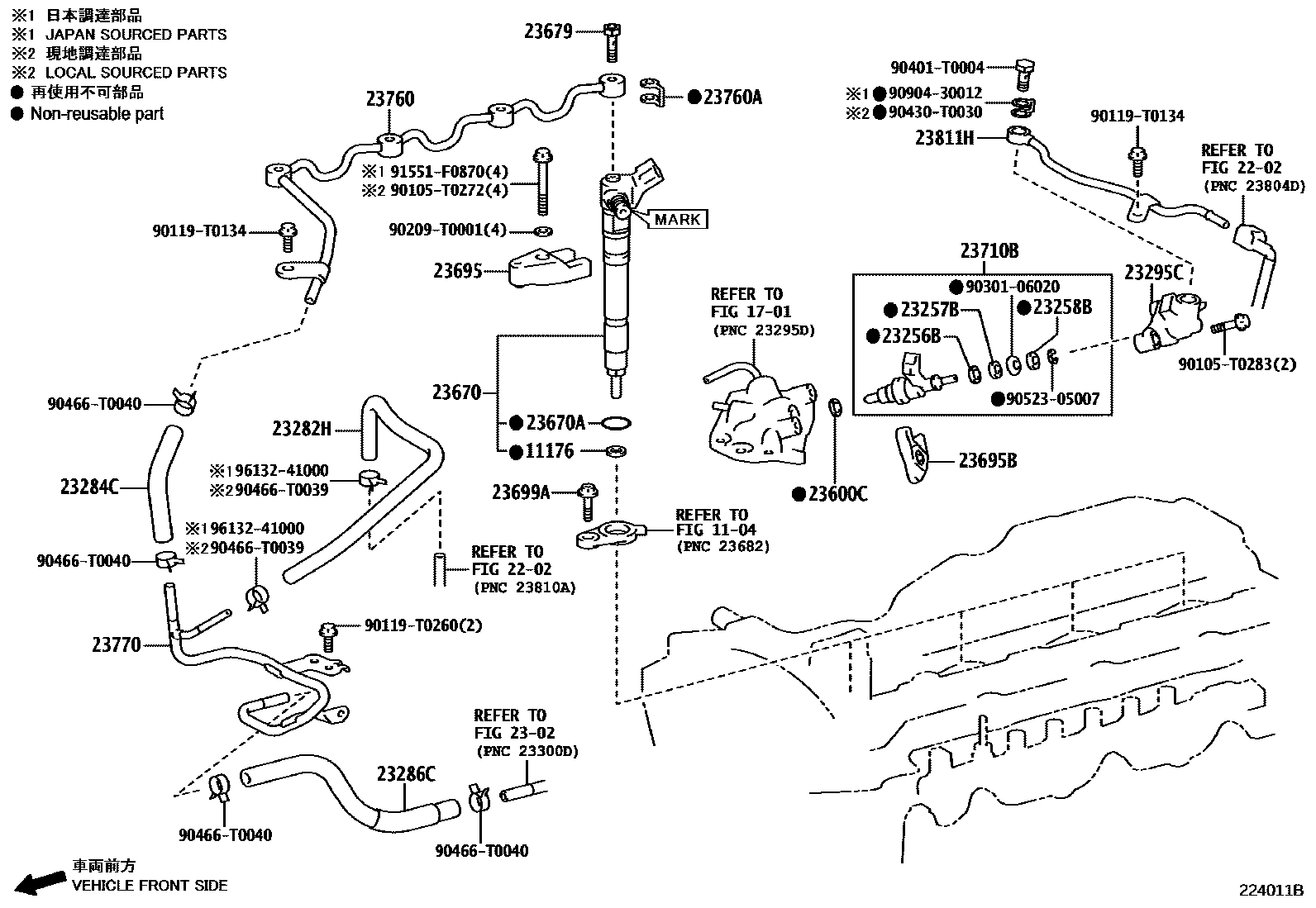 Toyota HILUX 喷油嘴 EPC diagram — 224011B