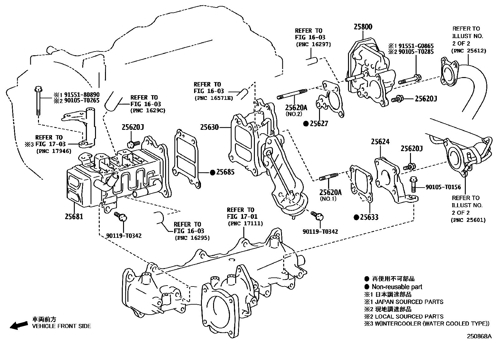 Toyota HILUX 废气再循环系统 EPC diagram — 250868A