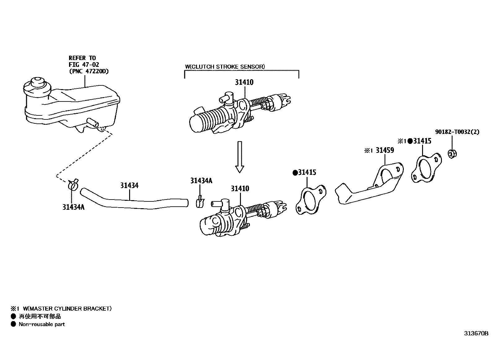 Toyota HILUX 离合器总泵 EPC diagram — 313670B