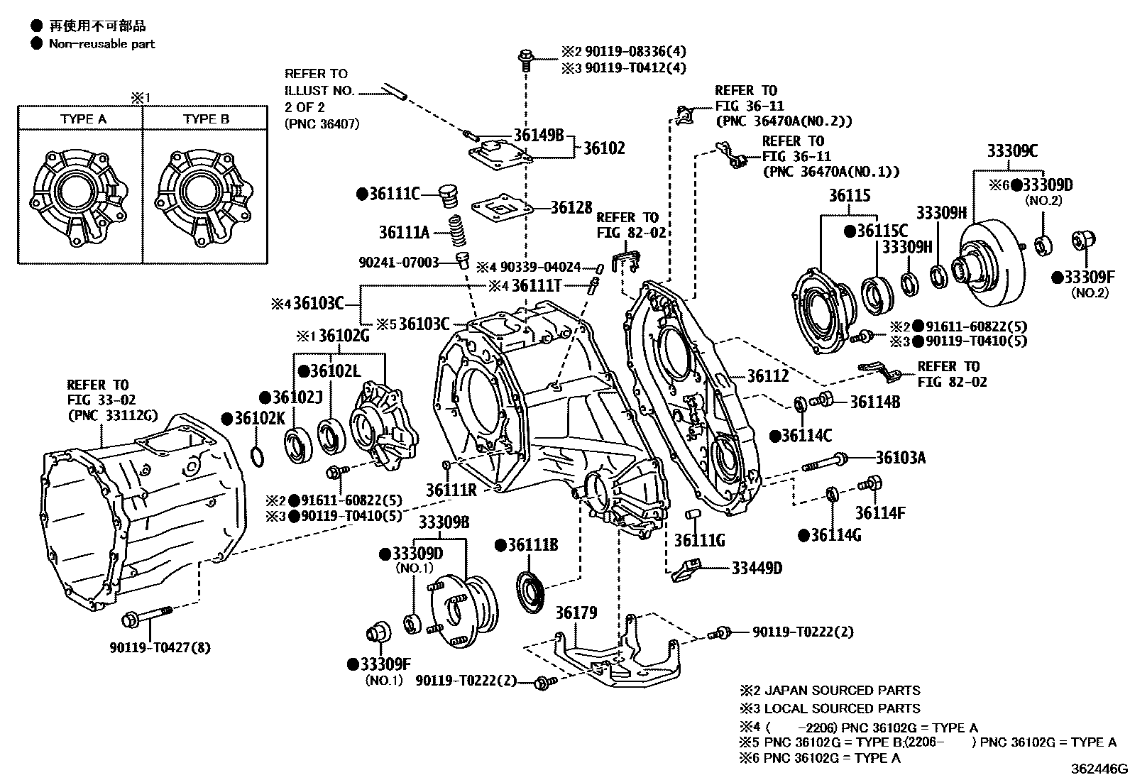 Toyota HILUX Transfer Case & Extension Housing EPC diagram — 362446G