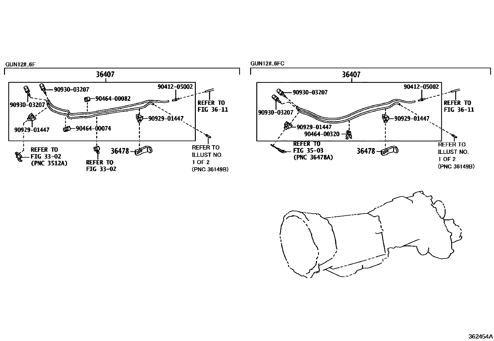 Toyota HILUX Transfer Case & Extension Housing EPC diagram — 362454A