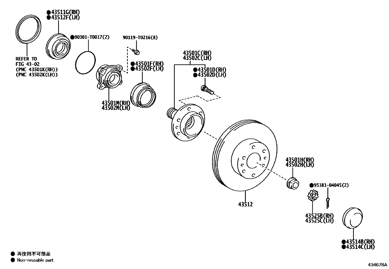Toyota HILUX Front Axle Hub EPC diagram — 434678A