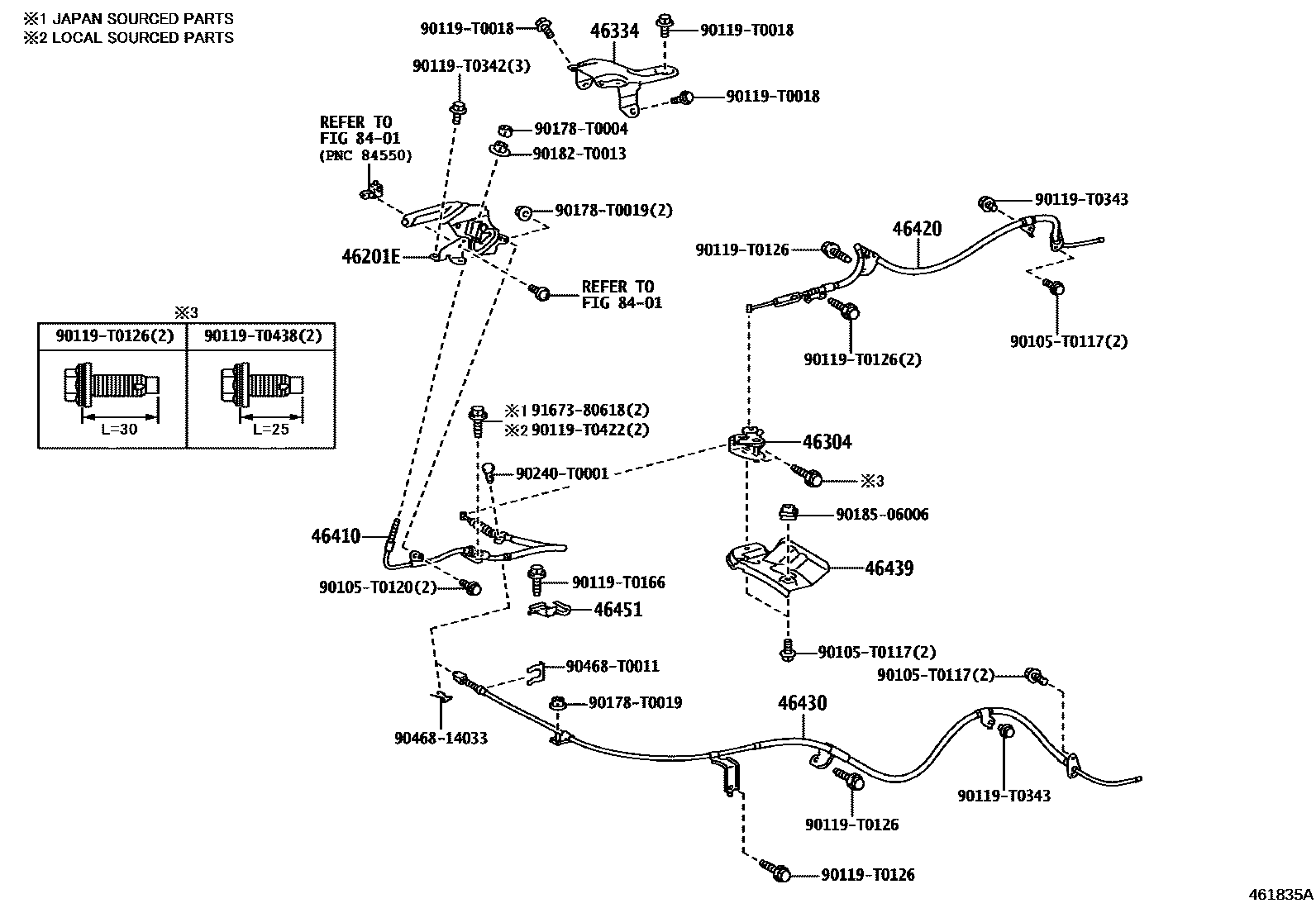 Toyota HILUX Parking Brake & Cable EPC diagram — 461835A
