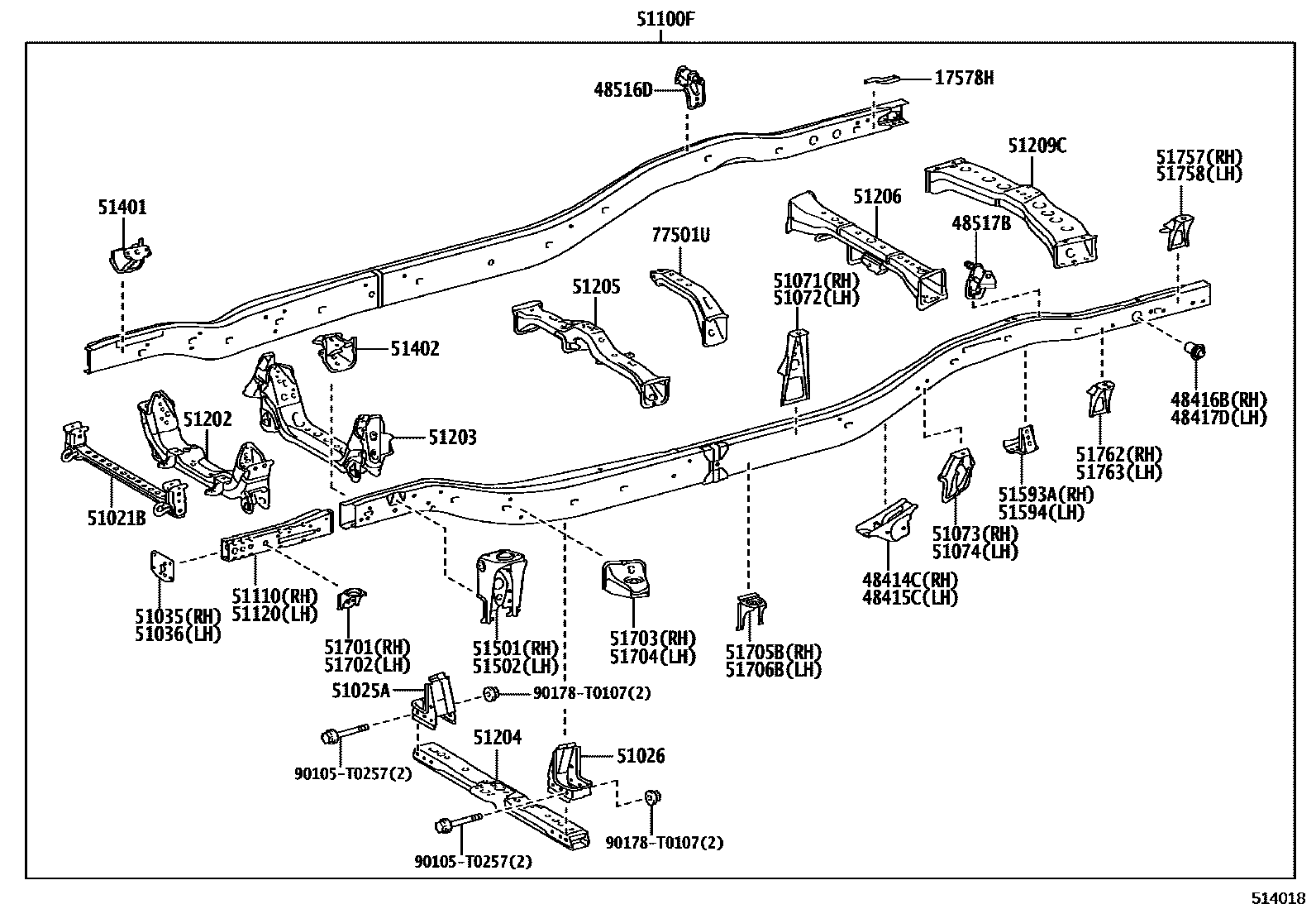 Toyota HILUX 车架 EPC diagram — 514018