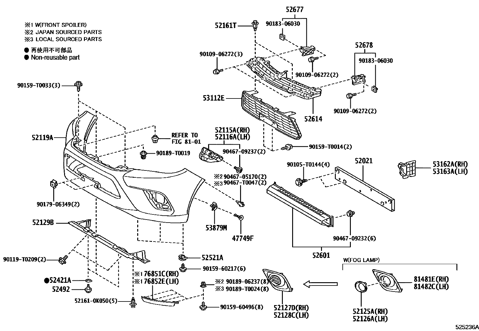 Toyota HILUX 前保险杠及附件 EPC diagram — 525236A