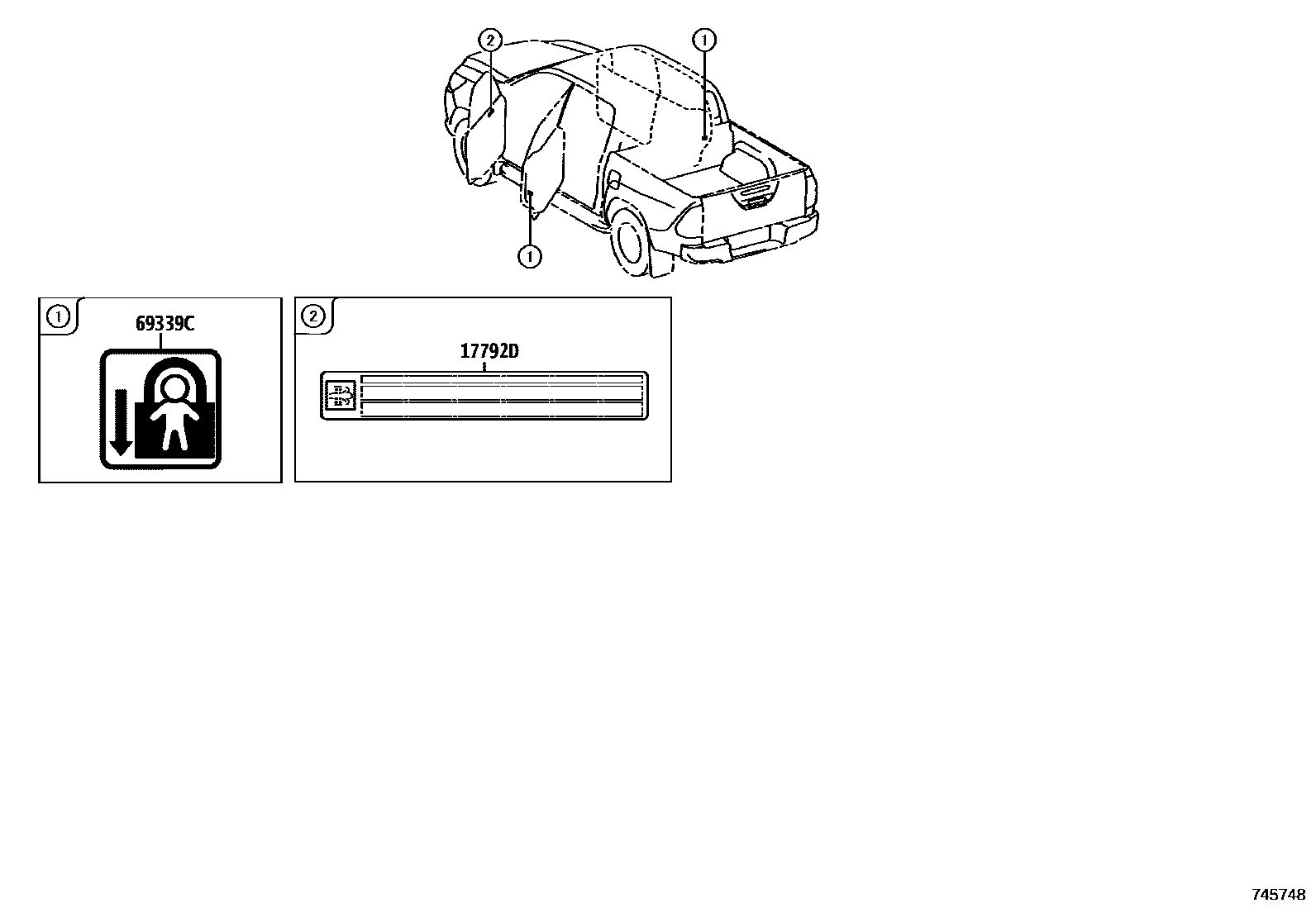 Toyota HILUX warning nameplate EPC diagram — 745748